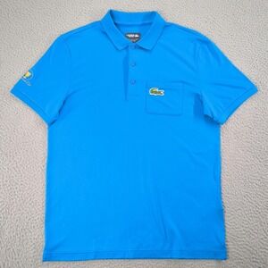Lacoste Sport Polo Shirt Mens Medium Blue Presidents Cup Golf Big Logo